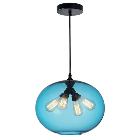 Cwi Lighting Glass 4 Light Down Pendant With Blue Finish 5553P16 -Blue